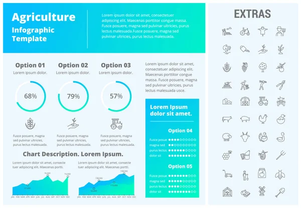 Plantilla de infografía agrícola, elementos, iconos . — Archivo Imágenes Vectoriales