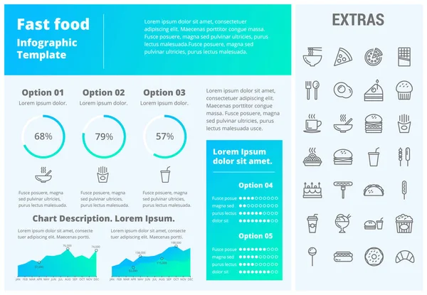 Plantilla y elementos de infografía de comida rápida . — Archivo Imágenes Vectoriales