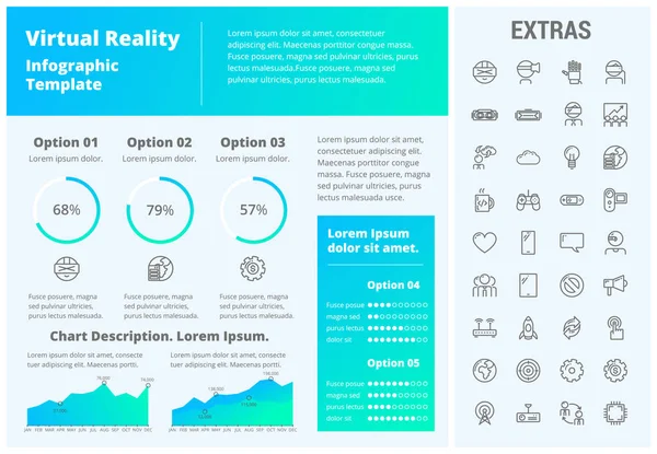 Virtuální realita infografika šablonu a prvky. — Stockový vektor