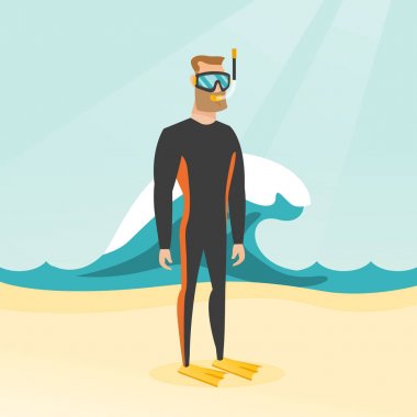 Dalgıç elbisesi genç beyaz dalgıç.