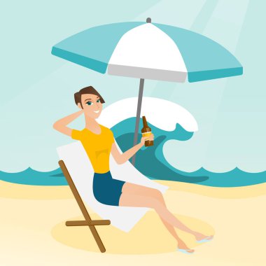 Kafkas kadın şezlong üzerinde rahatlatıcı.