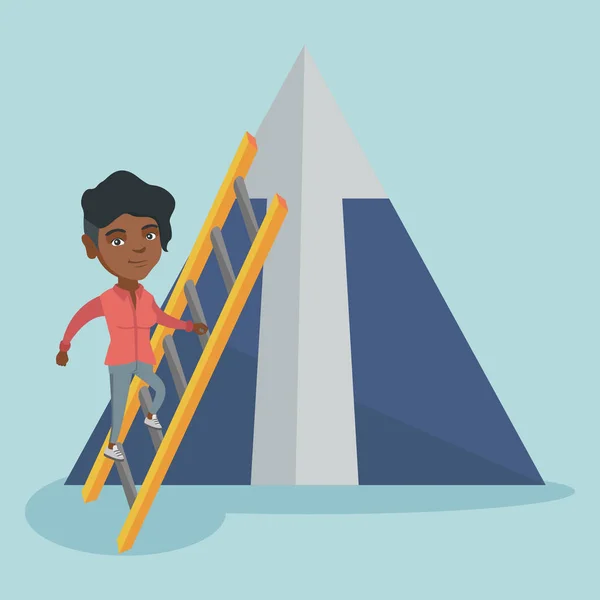 Mulher de negócios Africano escalando a montanha . — Vetor de Stock