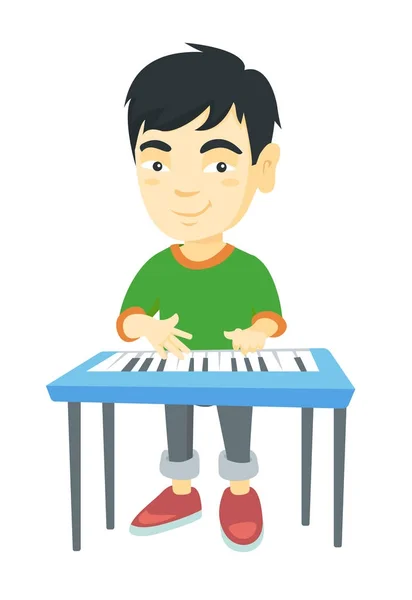 Λίγο Ασίας αγόρι παίζει πιάνο. — Διανυσματικό Αρχείο