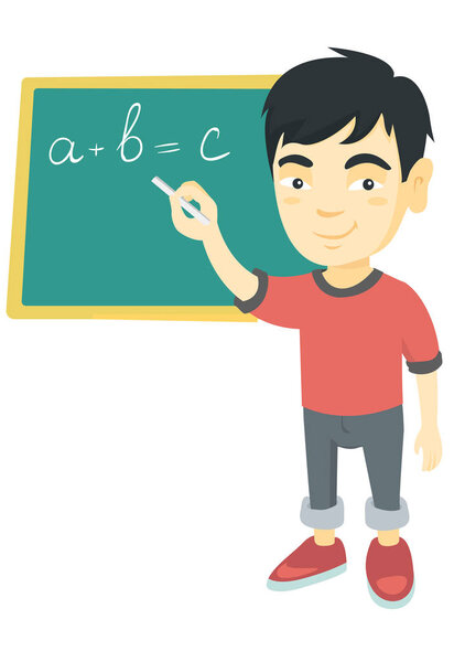 Азиатский школьник пишет на доске
.