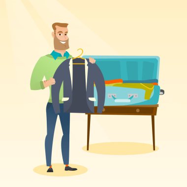 Beyaz adam giyim bavul bir paketleme.