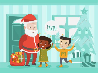 Çok kültürlü çocuklar Noel Baba Toplantı.