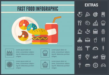 Fast food Infographic şablonu ve öğeleri.