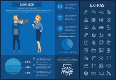 Sosyal medya Infographic şablon, öğeleri, simgeler