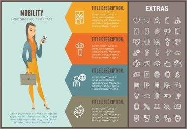 Hareketlilik Infographic şablon, öğeler ve simgeler.