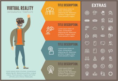 Sanal gerçeklik Infographic şablonu ve öğeleri.