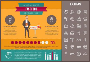 Fast food Infographic şablonu ve öğeleri.