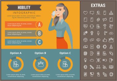 Hareketlilik Infographic şablon, öğeler ve simgeler.