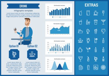 İçki Infographic şablon, öğeler ve simgeler.