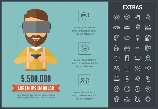 Modelo de infográfico de realidade virtual e elementos . — Vetor de Stock