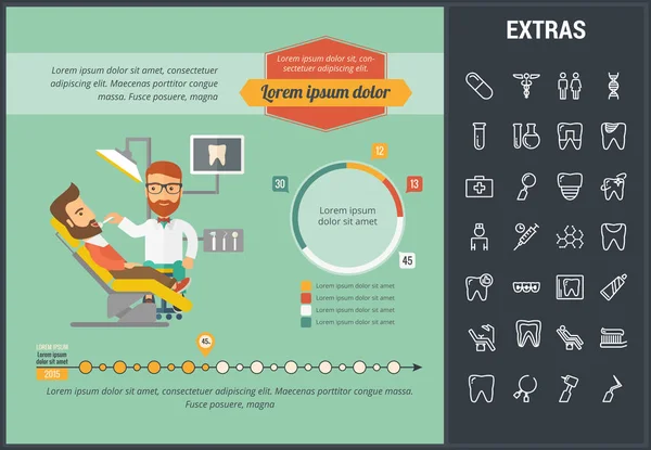 Diş Hekimliği Infographic şablon, öğeler ve simgeler — Stok Vektör