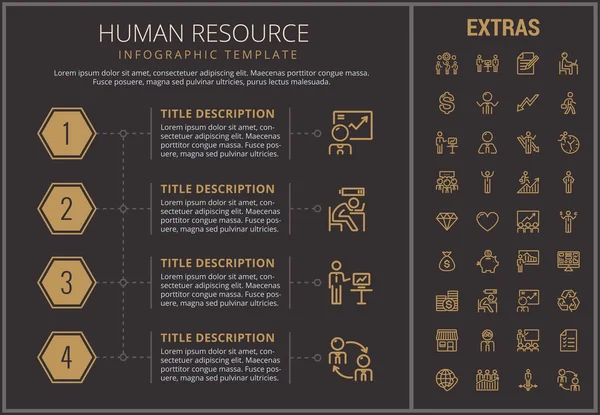 Plantilla infográfica de recursos humanos y elementos . — Archivo Imágenes Vectoriales