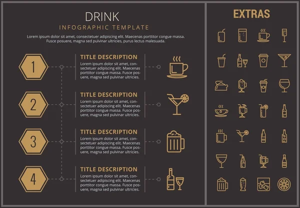 Drink-Infografik-Vorlage, Elemente und Symbole. — Stockvektor