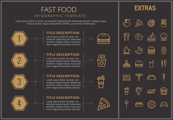 Fast food modello infografico ed elementi . — Vettoriale Stock