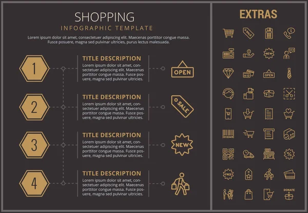 ショッピング インフォ グラフィック テンプレート、要素およびアイコン. — ストックベクタ