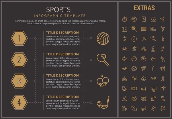 Plantilla de infografía deportiva, elementos e iconos . — Vector de stock