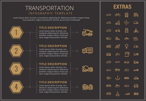 Modello di infografica di trasporto ed elementi . — Vettoriale Stock