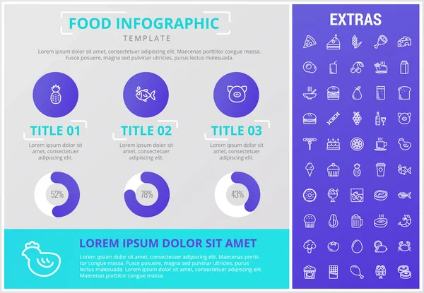 食品インフォ グラフィック テンプレート、要素およびアイコン. — ストックベクタ