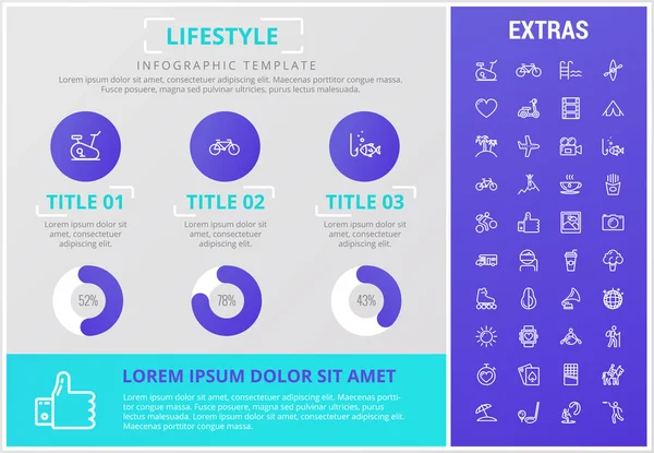 Templat infografis gaya hidup, elemen dan ikon - Stok Vektor