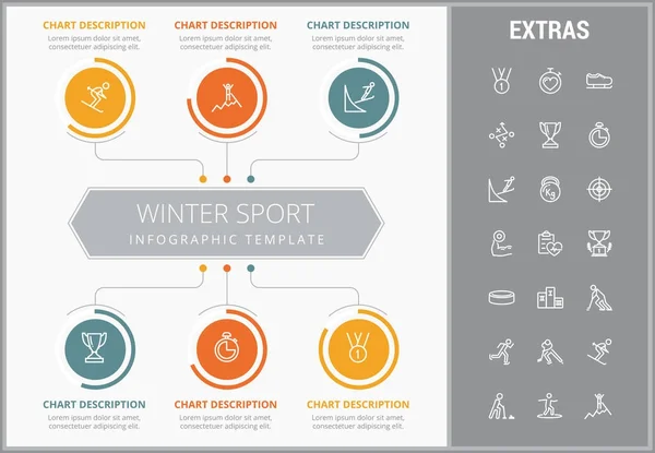 Vinter sport infographic mall, element, ikoner — Stock vektor