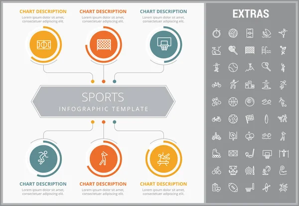 Sport-Infografik-Vorlage, Elemente und Symbole. — Stockvektor