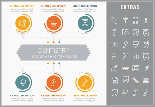 Diş Hekimliği Infographic şablon, öğeler ve simgeler — Stok Vektör
