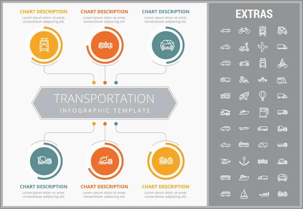 Modelo de infográfico de transporte e elementos . — Vetor de Stock