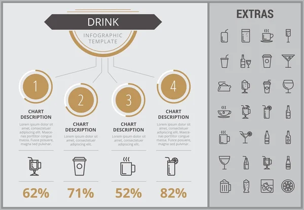 Drink-Infografik-Vorlage, Elemente und Symbole. — Stockvektor