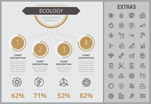 Ekologia infografikę szablon, elementy i ikony. — Wektor stockowy