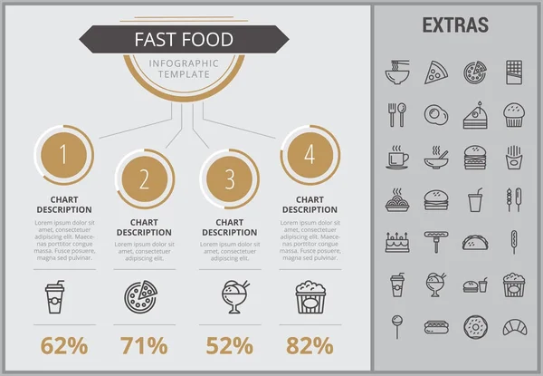 Fastfood infographic sjabloon en elementen. — Stockvector