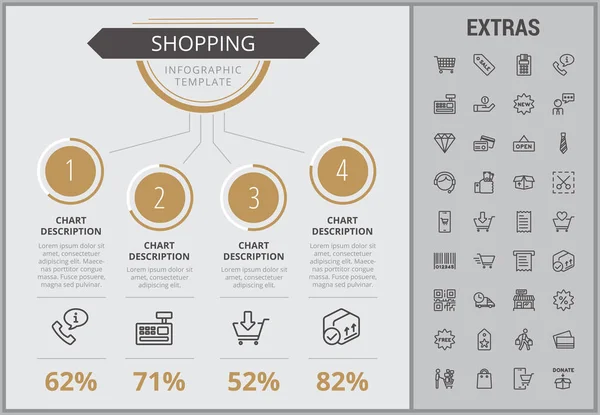Shopping infographie modèle, éléments et icônes . — Image vectorielle