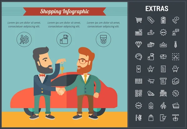 Shopping infographic mall, element och ikoner. — Stock vektor