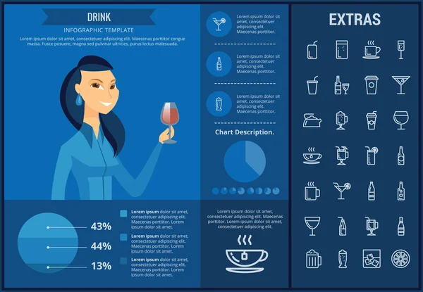 Modello di infografica per bevande, elementi e icone . — Vettoriale Stock