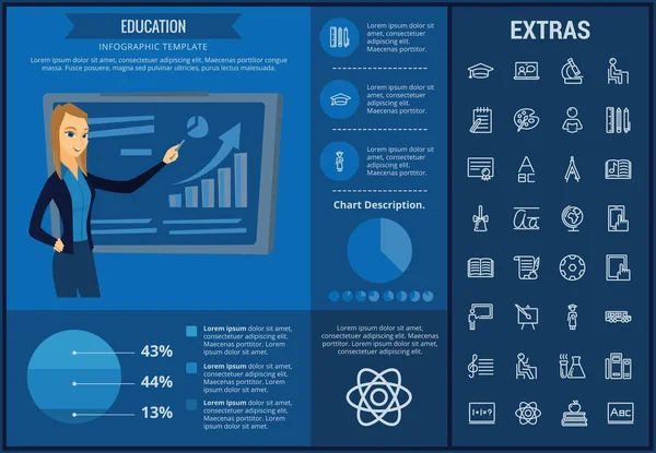 Onderwijs infographic sjabloon, elementen en pictogrammen — Stockvector