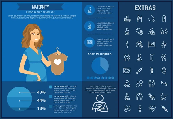 Mutterschaft Infografik Vorlage, Elemente und Symbole — Stockvektor