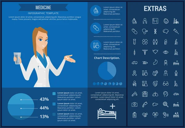 Tıp Infographic şablon, öğeler ve simgeler. — Stok Vektör