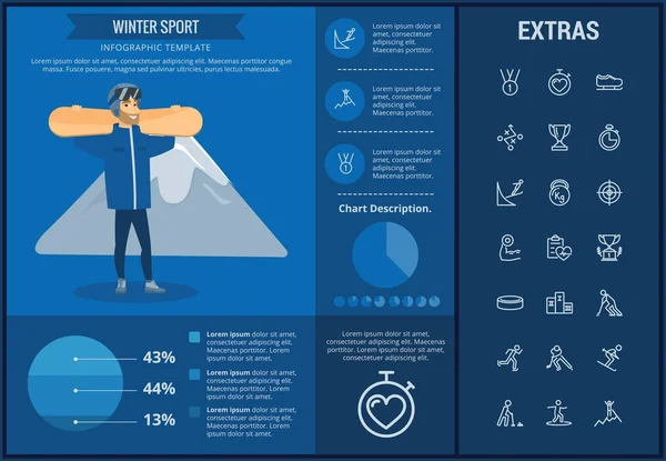 Zimní sportovní infografika šablony, prvky, ikony — Stockový vektor
