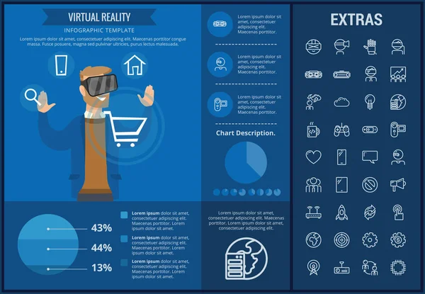 Virtuális valóság infographic sablon és elemek. — Stock Vector