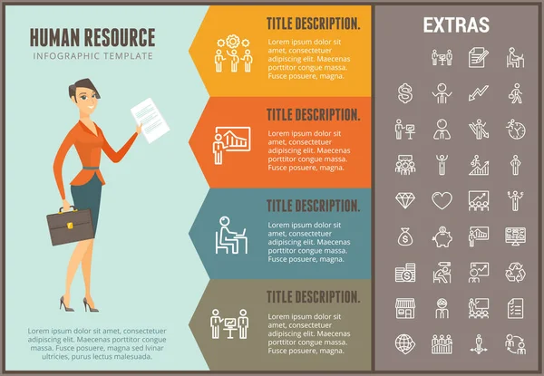 Modelo de infográfico de recursos humanos e elementos . — Vetor de Stock