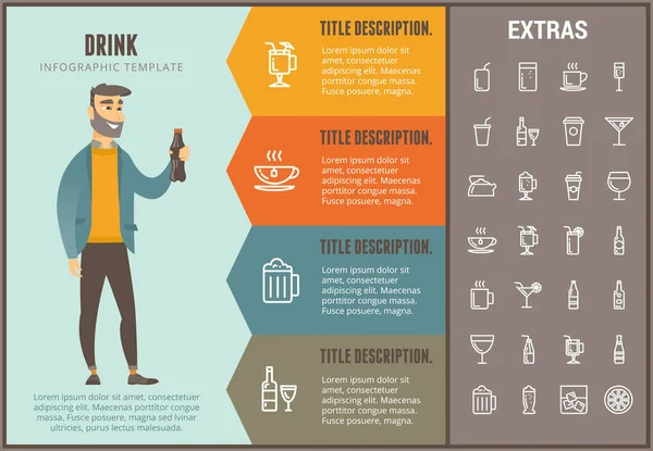 Drink-Infografik-Vorlage, Elemente und Symbole. — Stockvektor