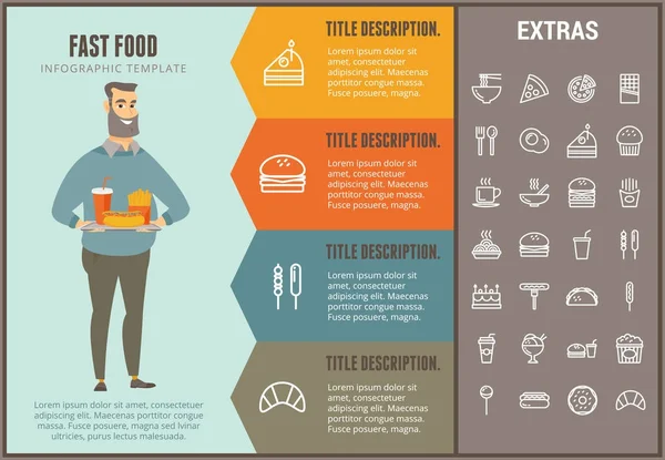 Fastfood infographic sjabloon en elementen. — Stockvector