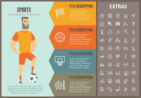 Modelo de infográfico esportivo, elementos e ícones . — Vetor de Stock