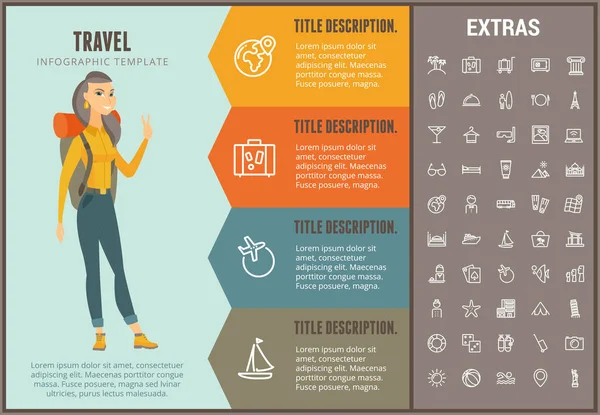Modèle d'infographie de voyage, éléments et icônes . — Image vectorielle