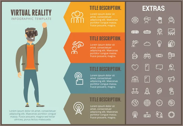 Virtuele realiteit infographic sjabloon en elementen. — Stockvector