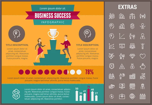 Plantilla y elementos de infografía de éxito empresarial — Vector de stock