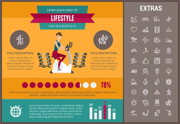 Plantilla de infografía de estilo de vida, elementos e iconos — Archivo Imágenes Vectoriales